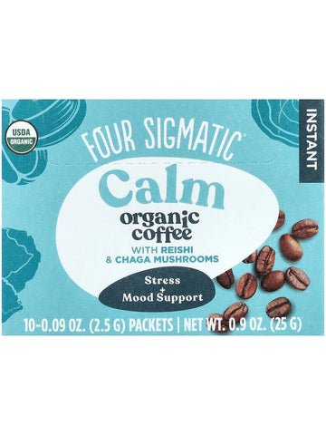 Four Sigmatic, Calm Organic Coffee with Reishi and Chaga Mushrooms, 10 Packets