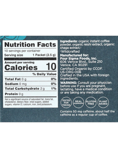 Four Sigmatic, Calm Organic Coffee with Reishi and Chaga Mushrooms, 10 Packets