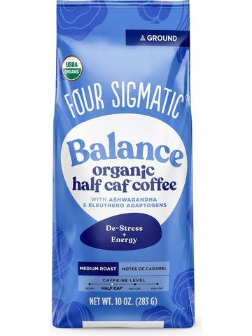 Four Sigmatic, Balance Organic Half Caf Coffee with Ashwagandha and Eleuthero Adaptogens, 10 oz