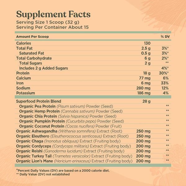 Four Sigmatic, Plant-Based Organic Protein, Unflavored, 16.9 oz