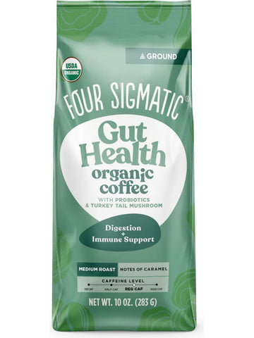 Four Sigmatic, Gut Health Organic Coffee with Probiotics and Turkey Tail Mushroom, 10 oz