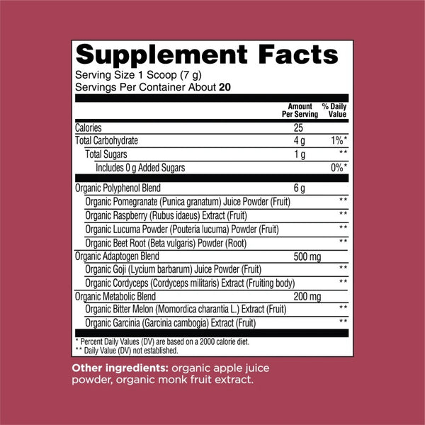 Four Sigmatic, Boost Organic Super Powder, Raspberry and Pomegranate, 4.94 oz