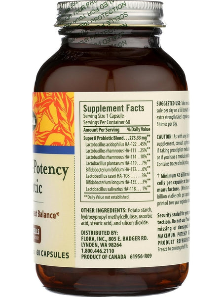 Flora, Super 8 Hi-Potency Probiotic, 42 Billion Cells, 60 Capsules