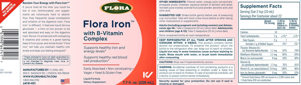 Flora, Flora Iron with B-Vitamin Complex, 7.7 fl oz