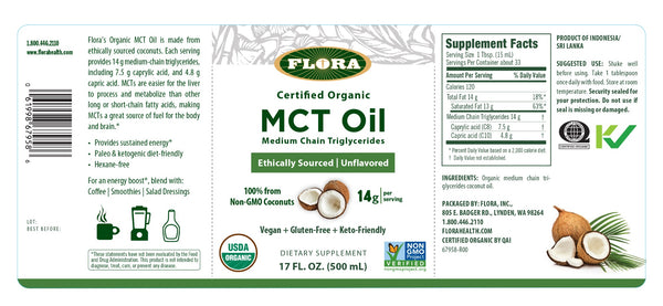 Flora, MCT Oil, Medium Chain Triglycerides, 17 fl oz