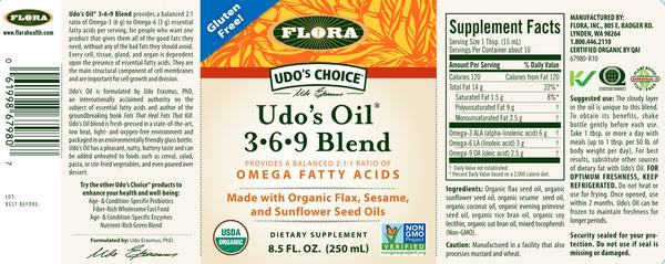 Flora, Udo's Oil 3-6-9 Blend, Omega Fatty Acid, 8.5 fl oz