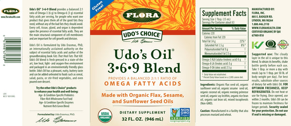 Flora, Udo's Oil 3-6-9 Blend, Omega Fatty Acid, 32 fl oz