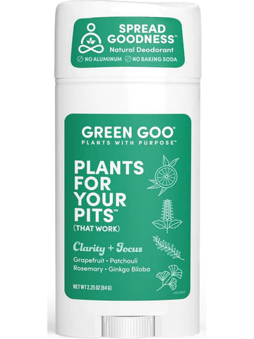 Green Goo, Plants For Your Pits Clarity + Focus Natural Deodorant, 2.25 oz