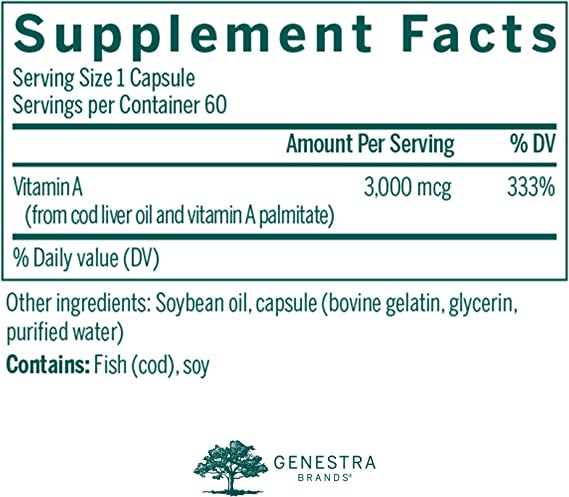 Genestra, Vitamin A Dietary Supplement, 60 Softgel Capsules
