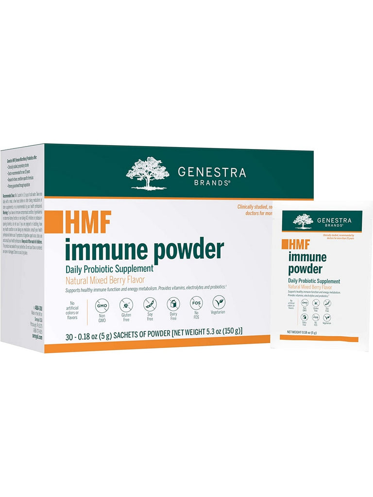 Genestra, HMF immune powder Daily Probiotic Supplement, Natural Mixed Berry, 30-0.18 oz Sachets of Powder