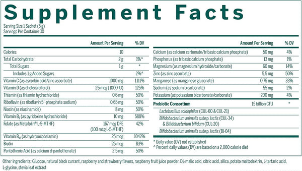 Genestra, HMF immune powder Daily Probiotic Supplement, Natural Mixed Berry, 30-0.18 oz Sachets of Powder