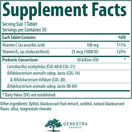Genestra, HMF immune Probiotic Supplement, 30 Chewable Tablets
