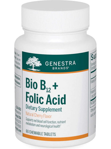 Genestra, Bio B12 + Folic Acid Dietary Supplement, 60 Chewable Tablets