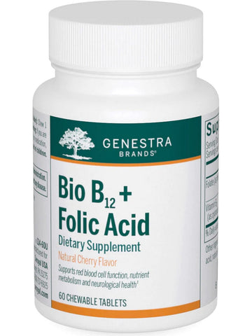 Genestra, Bio B12 + Folic Acid Dietary Supplement, 60 Chewable Tablets