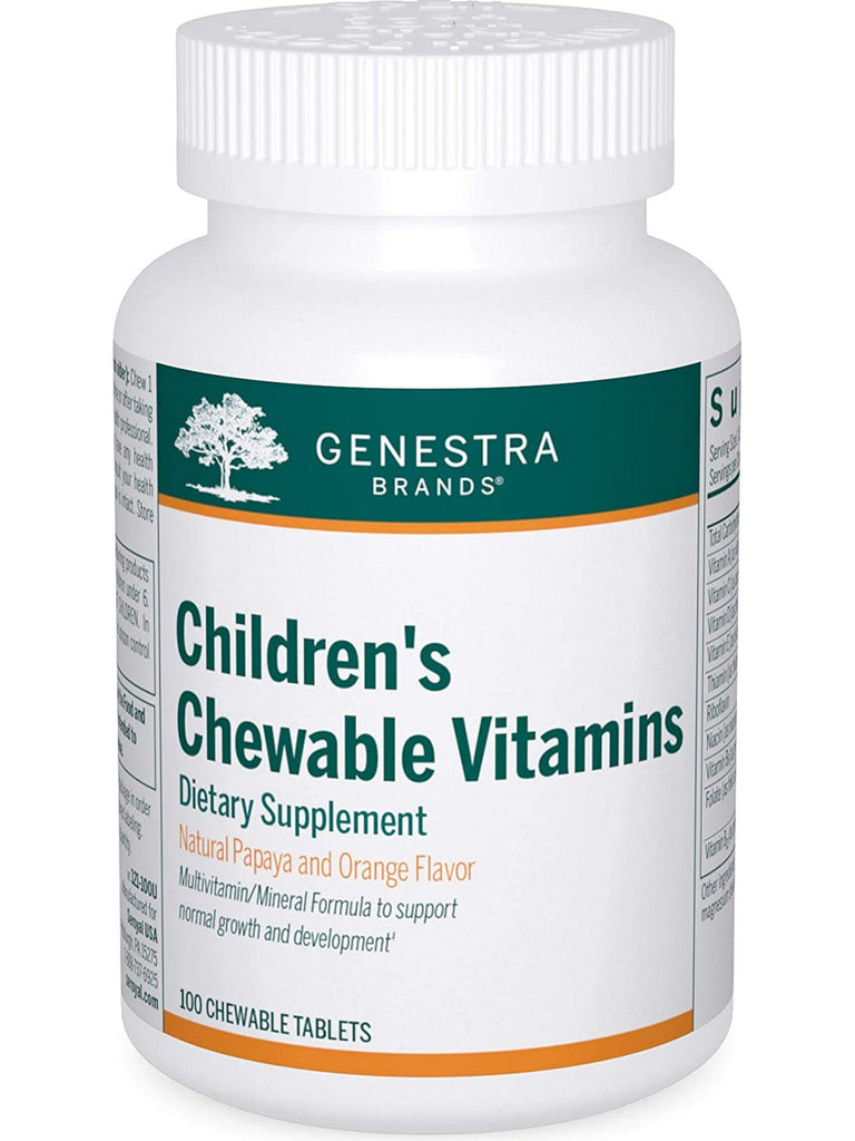Genestra, Children's Chewable Vitamins Dietary Supplement, Natural Papaya and Orange Favor, 100 Chewable Tablets