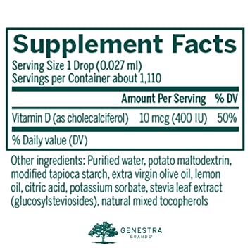 Genestra, D-Mulsion 400 Dietary Supplement, Natural Lemon Flavor, 1 fl oz