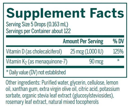 Genestra, D3 K2 Mulsion Dietary Supplement, Natural Lemon Flavor, 0.7 fl oz
