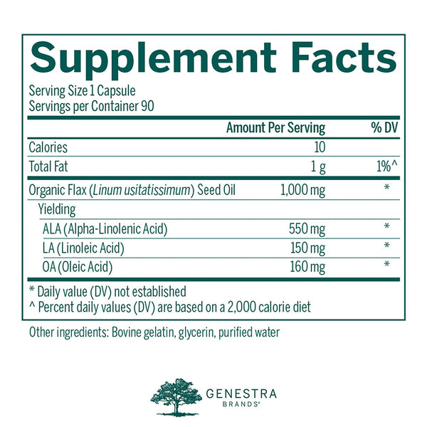 Genestra, Flax Oil Capsules Dietary Supplement, 90 Softgel Capsules