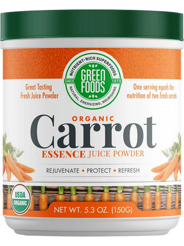 Green Foods, Organic Carrot Essence Juice Powder, 5.3 oz