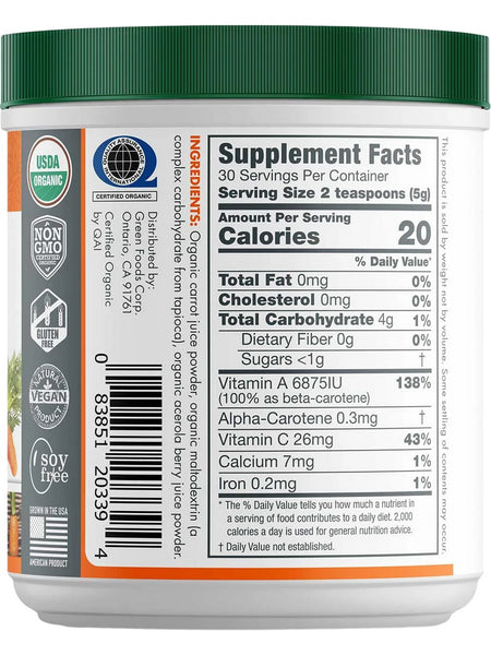 Green Foods, Organic Carrot Essence Juice Powder, 5.3 oz