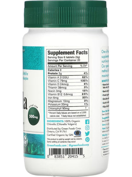 Green Foods, Organic Chlorella, 120 Tablets, 2.1 oz