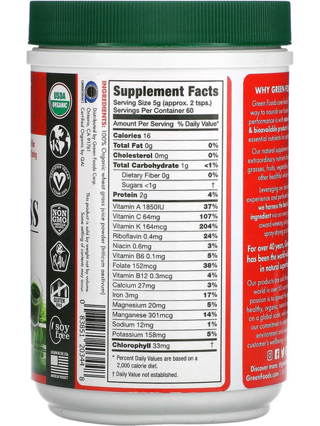 Green Foods, Organic and Raw Wheatgrass Shots, 10.6 oz