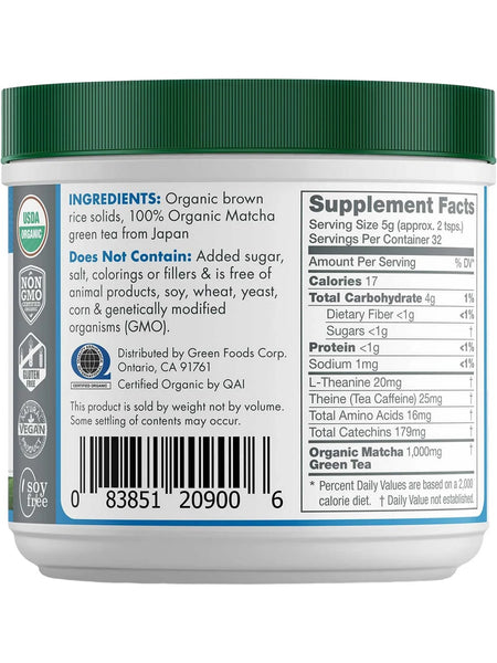 Green Foods, Ceremonial Grade Matcha Green Tea Energy Blend, 5.5 oz