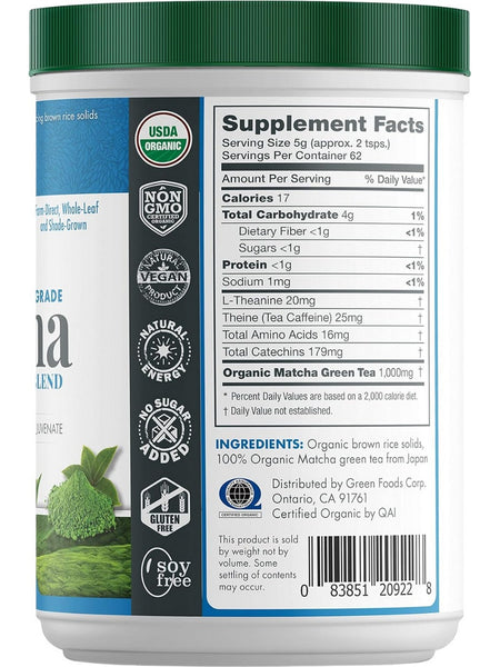 Green Foods, Ceremonial Grade Matcha Green Tea Energy Blend, 11 oz