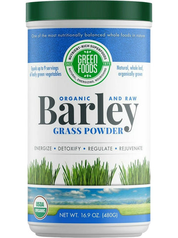 Green Foods, Organic and Raw Barley Grass Powder, 16.9 oz