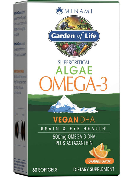 Garden of Life, Algae Omega-3 Vegan DHA, Orange, 500 mg, 60 Softgels