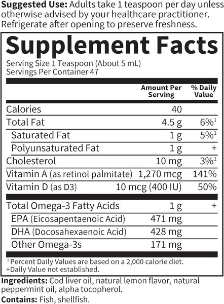 Garden of Life, Olde World Icelandic Cod Liver Oil, Lemon Mint, 8 fl oz