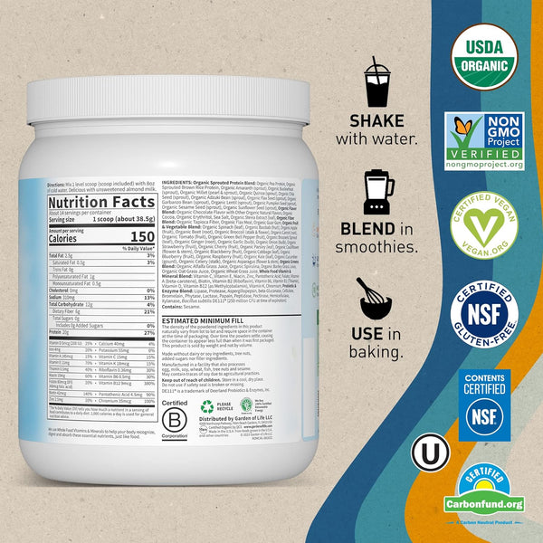 Garden of Life, Raw Organics, Meal, Chocolate, 19 oz