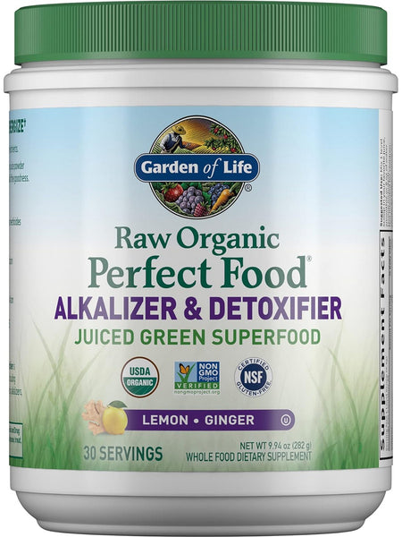 Garden of Life, Raw Organics, Perfect Food Alkalizer & Detoxifier, Lemon Ginger, 9.94 oz