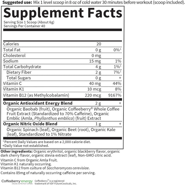 Garden of Life, Sport Organic Plant-Based Energy + Focus, Blackberry Cherry, 8.1 oz