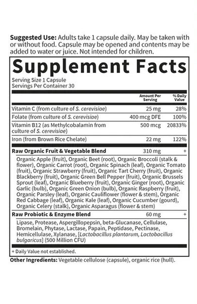 Garden of Life, Vitamin Code, Raw Iron, 30 Vegan Capsules