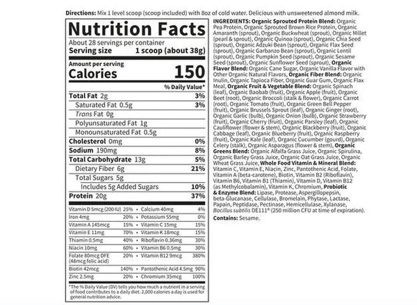 Garden of Life, Raw Organics, Meal, Lightly Sweet, 37.53 oz