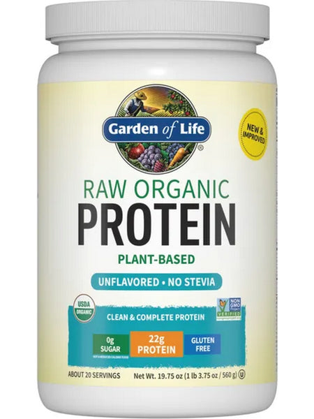 Garden of Life, Raw Organics, Protein Plant-Based, Unflavored, 19.75 oz