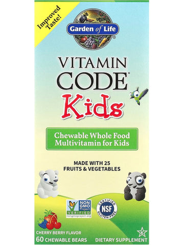 Garden of Life, Vitamin Code, Kids Chewable Multivitamin, Cherry Berry, 60 Chewable Bears