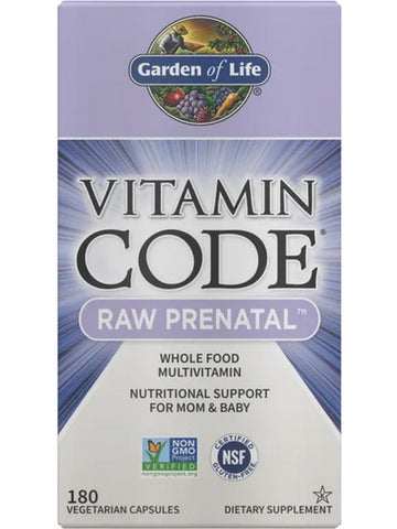 Garden of Life, Vitamin Code, Raw Prenatal, 180 Vegetarian Capsules