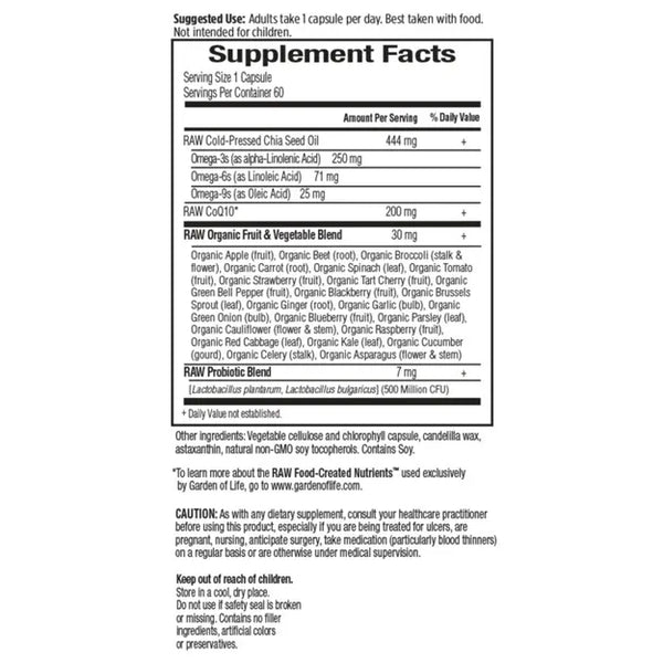 Garden of Life, Raw CoQ10, 60 Vegan Capsules