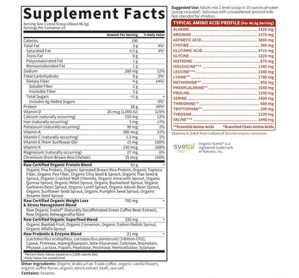 Garden of Life, Raw Organics, Fit High Protein for Weight Loss, Coffee, 16.40 oz