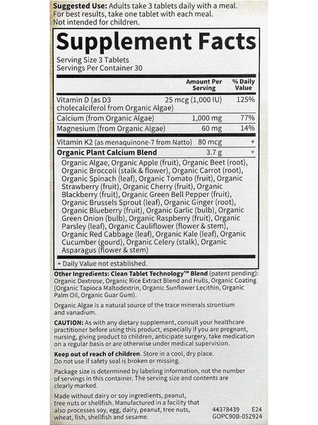 Garden of Life, Organics, Organic Plant Calcium, 90 Vegan Tablets