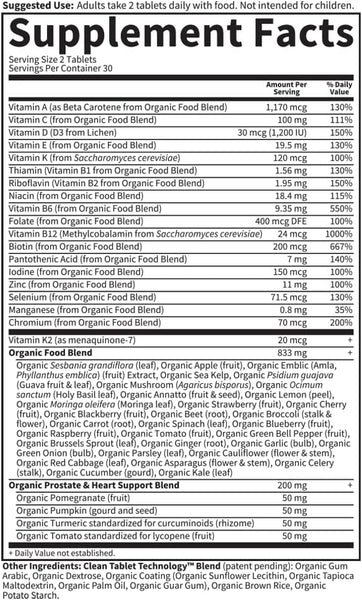 Garden of Life, MyKind Organics, Men's Multi 40+, 60 Vegan Tablets