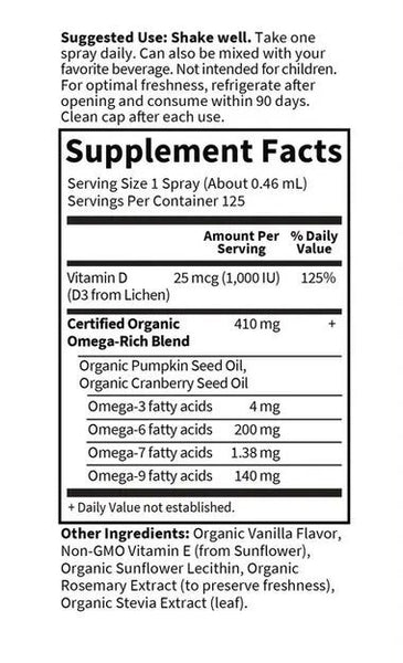 Garden of Life, MyKind Organics, Vegan D3 Organic Spray, Vanilla, 1,000 IU, 2 fl oz