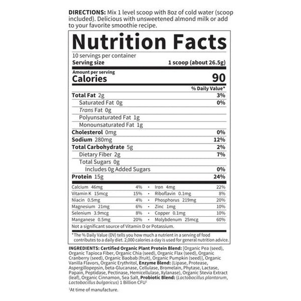 Garden of Life, Organic Plant Protein, Smooth Vanilla, 9.4 oz