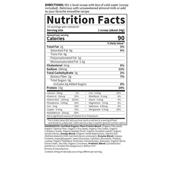 Garden of Life, Organic Plant Protein Smooth Energy, 8.4 oz