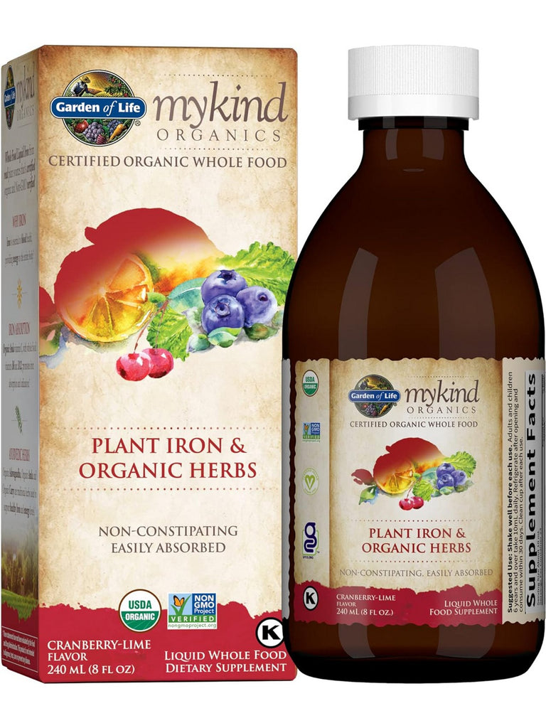 Garden of Life, MyKind Organics, Plant Iron & Organic Herbs, Cranberry Lime, 8 fl oz