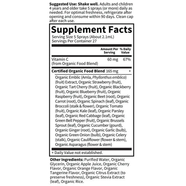 Garden of Life, MyKind Organics, Vitamin C Organic Spray, Cherry-Tangerine, 2 oz