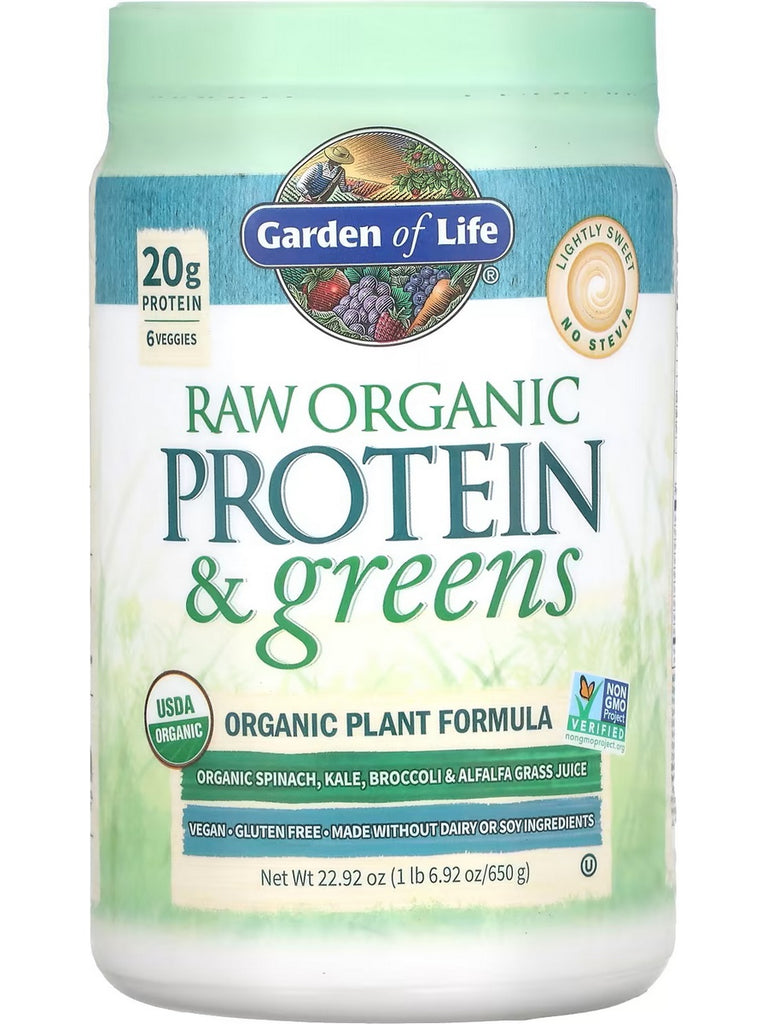 Garden of Life, Raw Protein & Greens Lightly Sweet, 23 oz