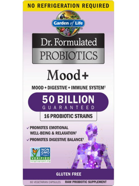 Garden of Life, Dr. Formulated Probiotics, Mood+ (Shelf-Stable), 60 Vegetarian Capsules